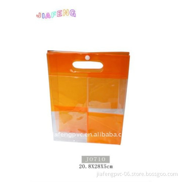 Fashion Design,Snap-fastener PVC Handbag with Gusset in Orange Color